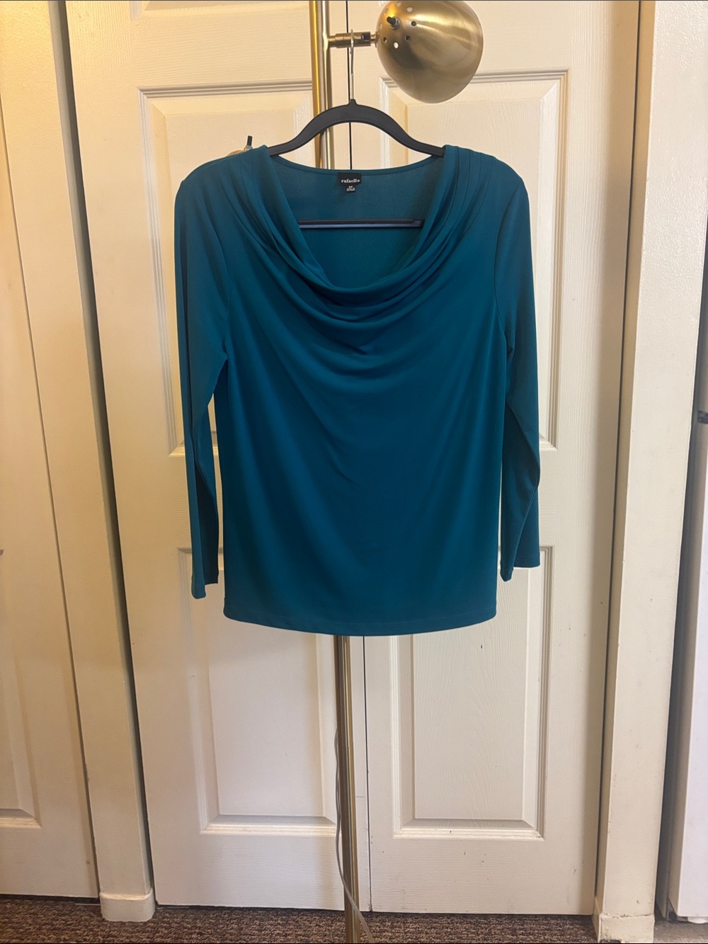 Cowl-Neck Long Sleeve Top in Teal by Coldwater Creek